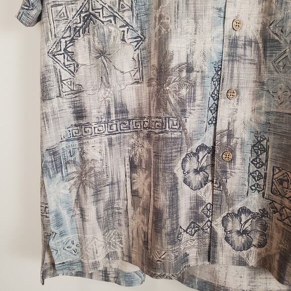 Batik Bay Silk Hawaiian Shirt Olive Cream Medium - Picture 8 of 11